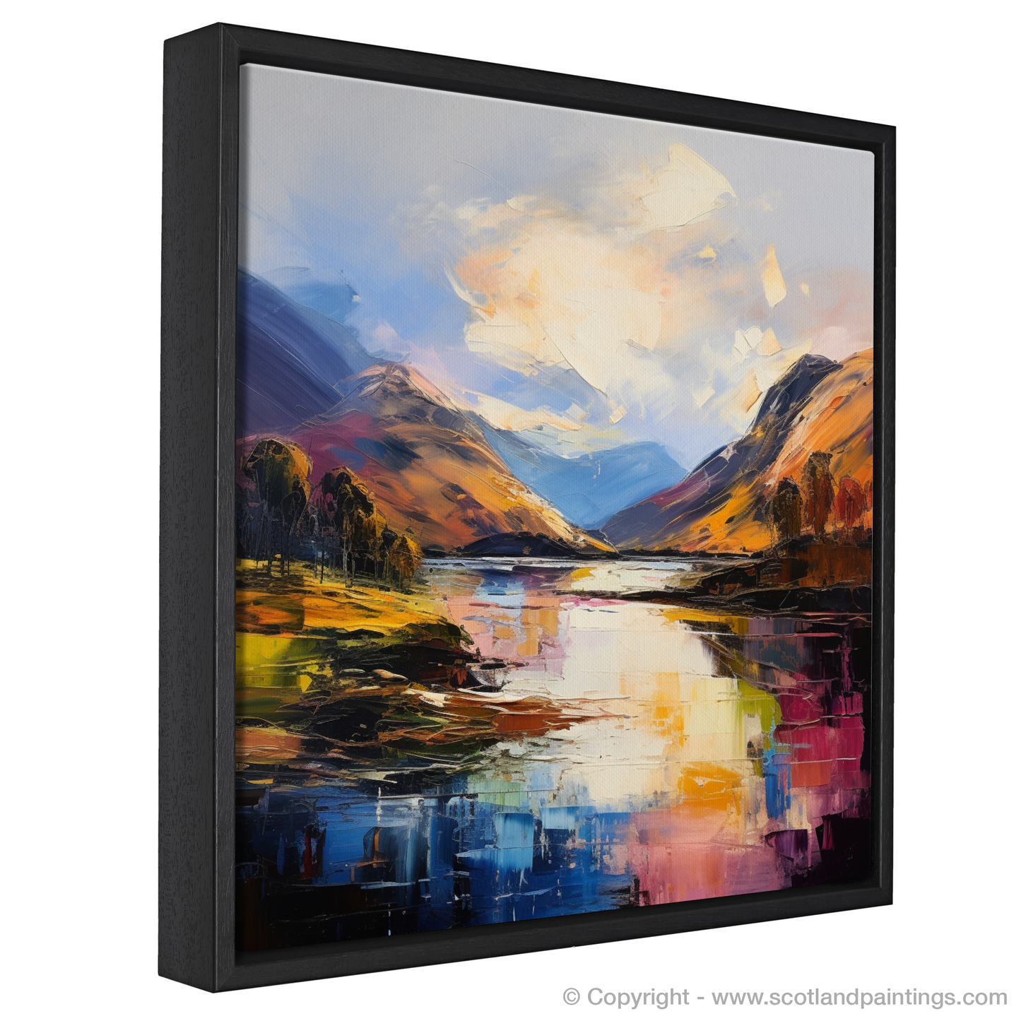 Painting and Art Print of Loch Ness, Highlands entitled "Loch Ness: An Expressionist Ode to the Scottish Highlands".