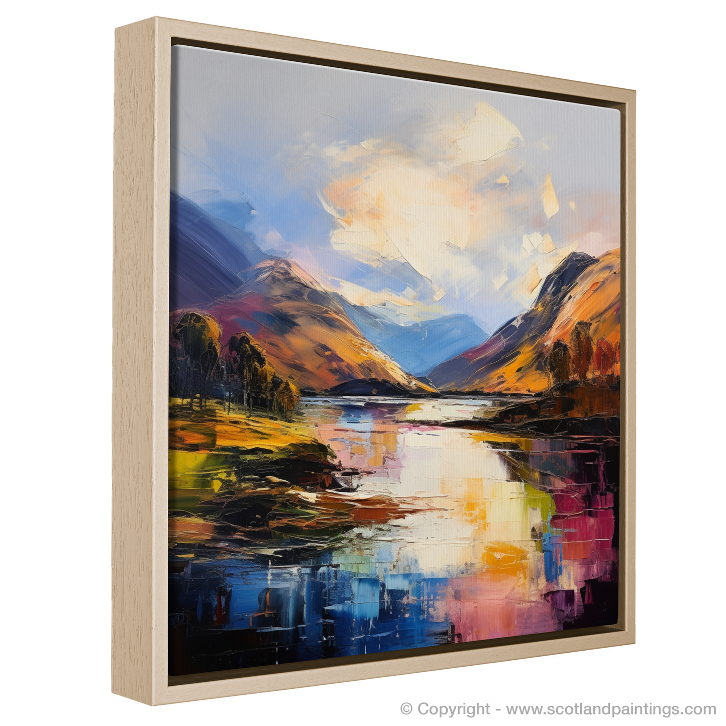 Painting and Art Print of Loch Ness, Highlands entitled "Loch Ness: An Expressionist Ode to the Scottish Highlands".