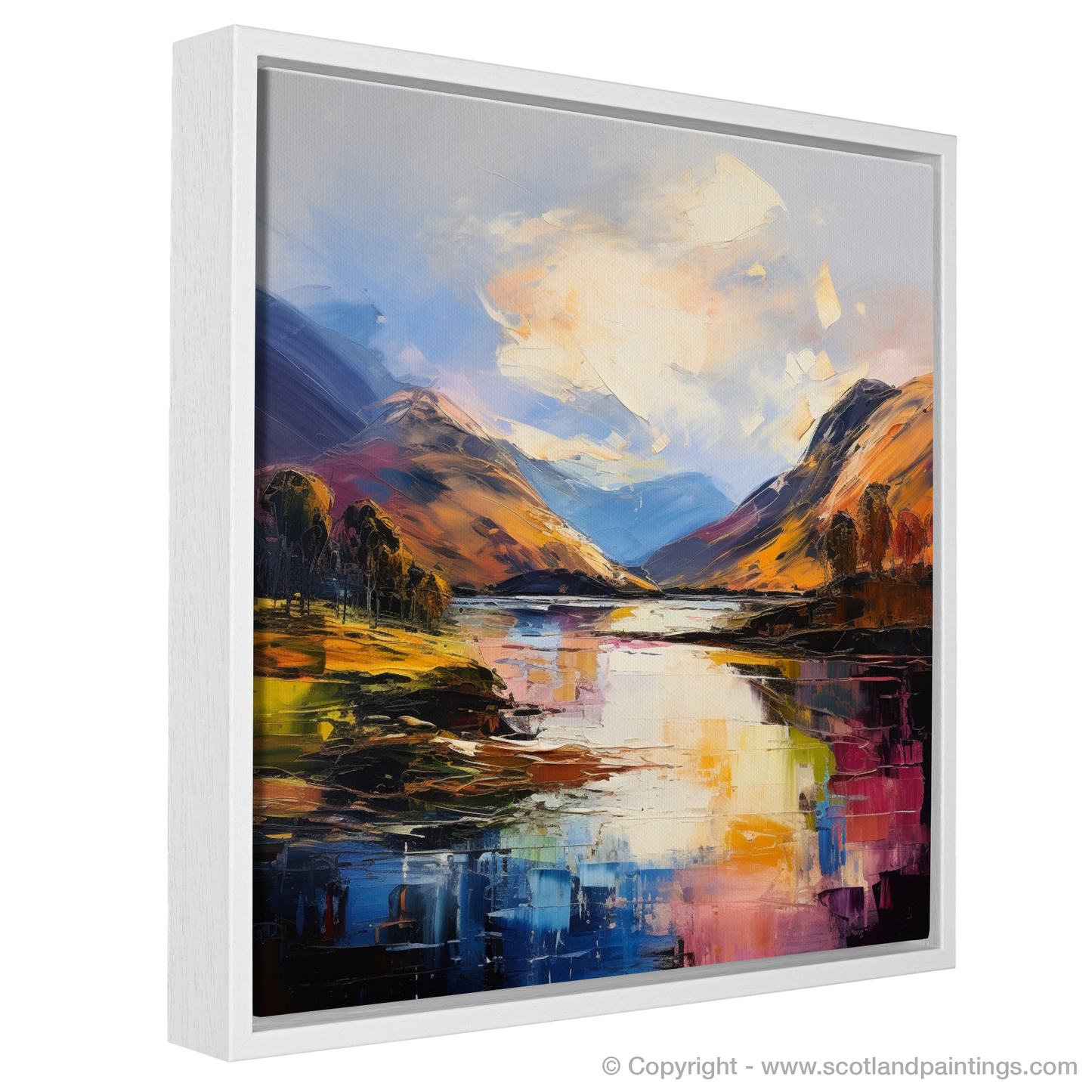 Painting and Art Print of Loch Ness, Highlands entitled "Loch Ness: An Expressionist Ode to the Scottish Highlands".