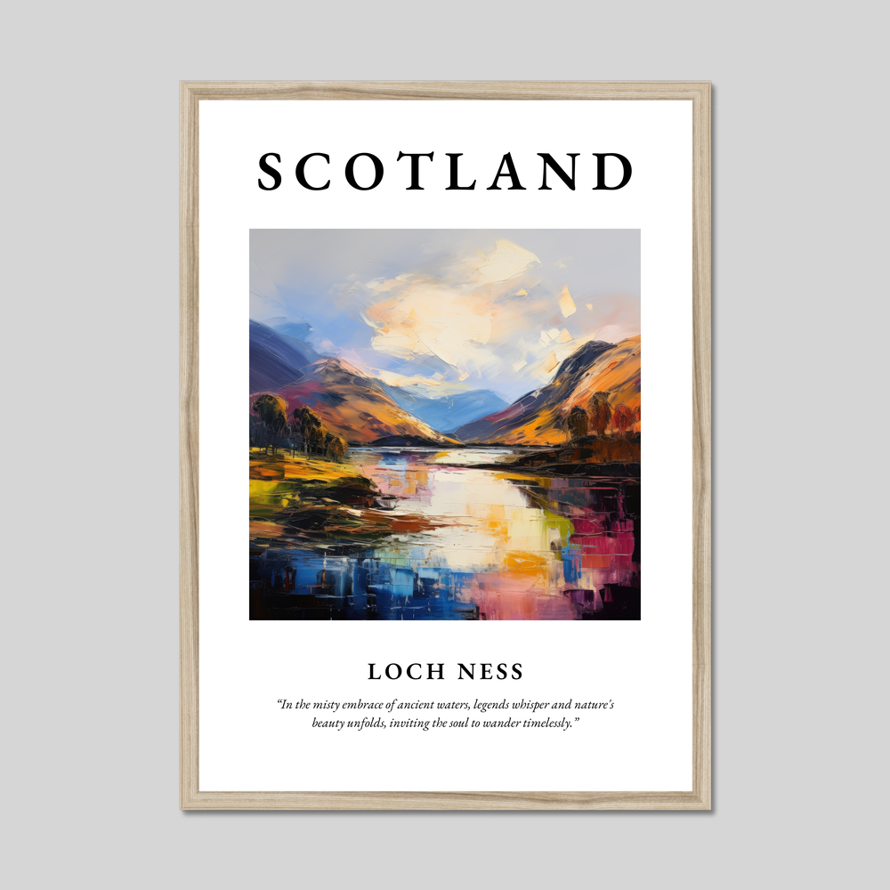 Poster in a natural frame with the word Scotland