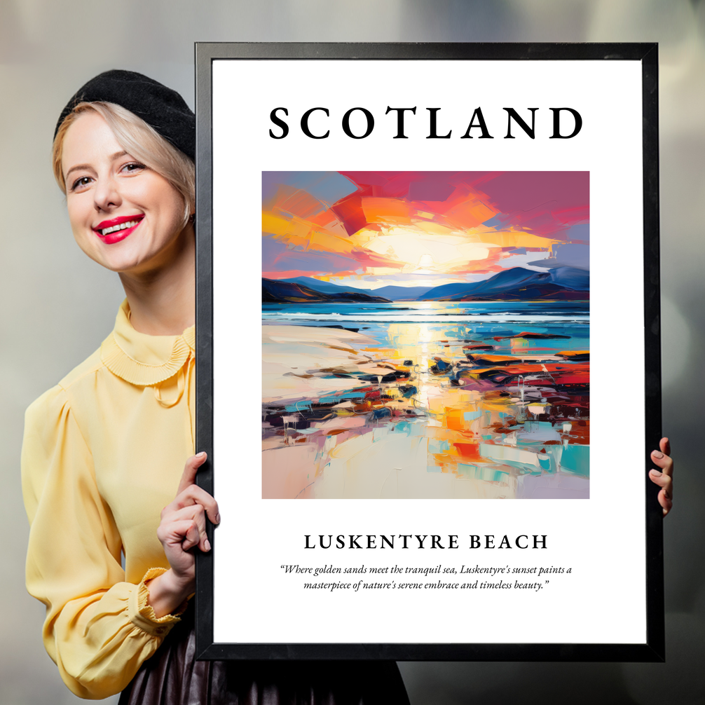 Person holding a poster of Luskentyre Beach