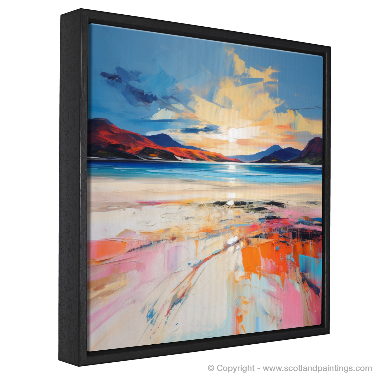 Painting and Art Print of Luskentyre Beach at sunset entitled "Luskentyre Beach Sunset Symphony".