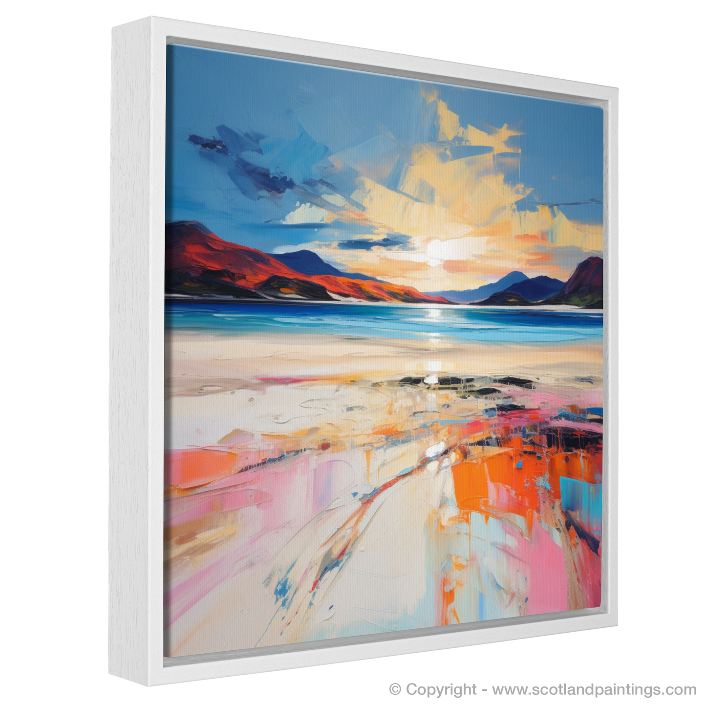 Painting and Art Print of Luskentyre Beach at sunset entitled "Luskentyre Beach Sunset Symphony".