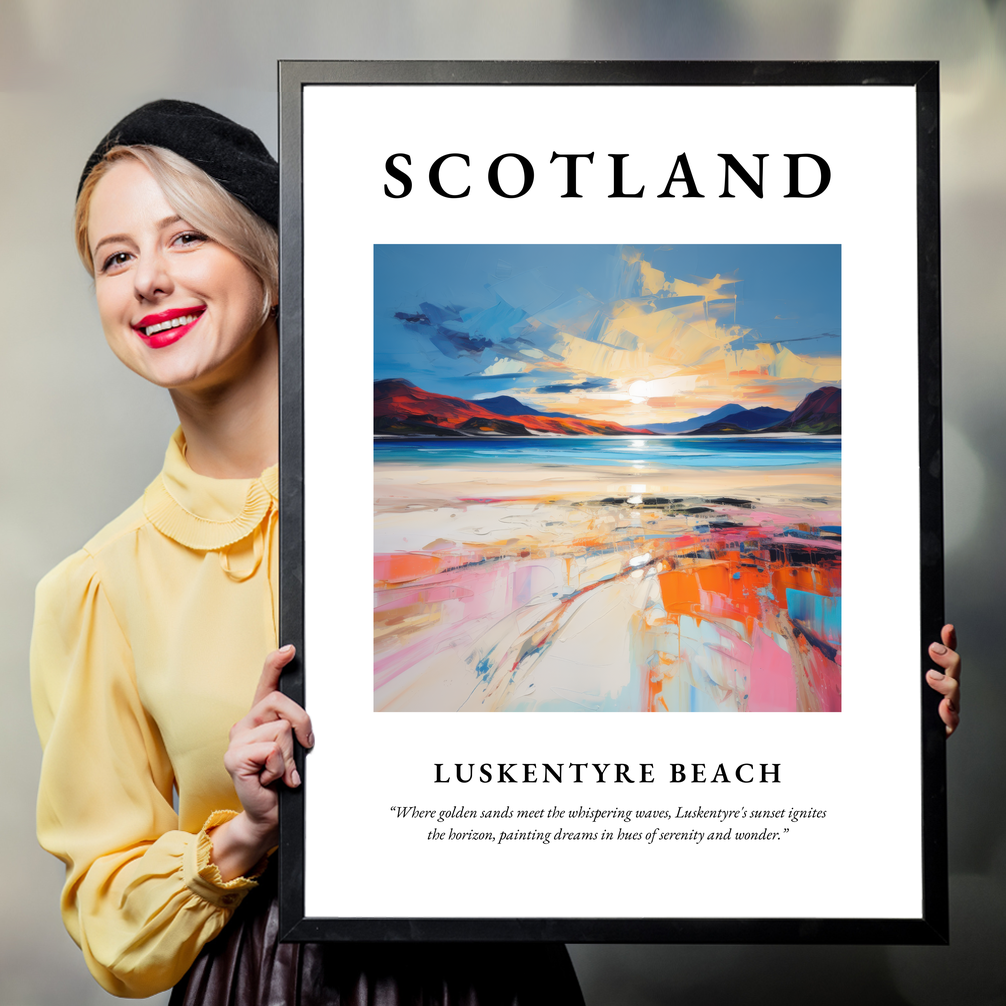 Person holding a poster of Luskentyre Beach