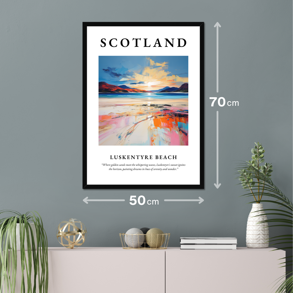 Poster of Luskentyre Beach hanging on a wall