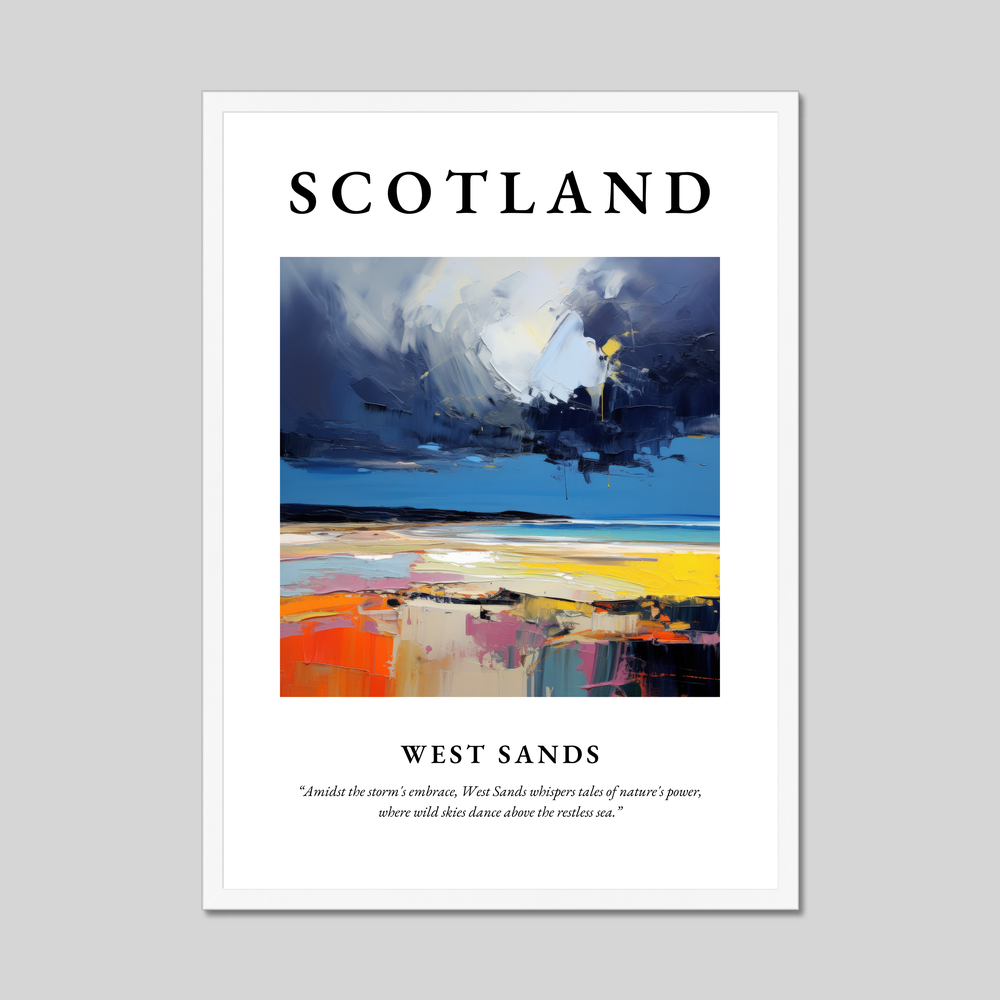 Poster in a white frame with the word Scotland