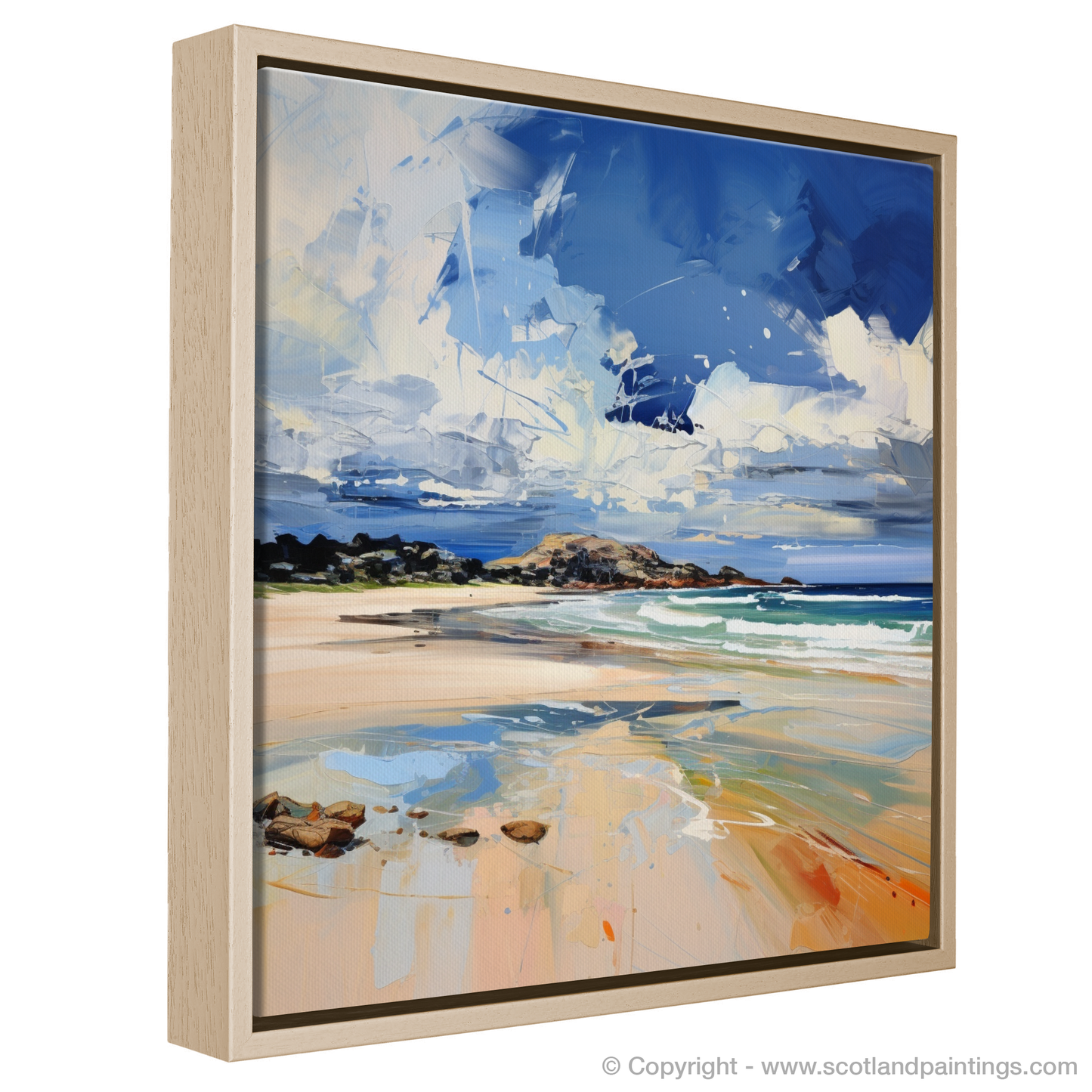 Painting and Art Print of West Sands with a stormy sky entitled "Storm's Embrace at West Sands Beach".