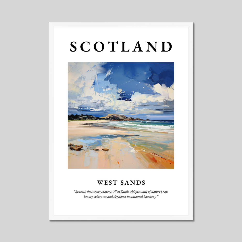 Poster in a white frame with the word Scotland