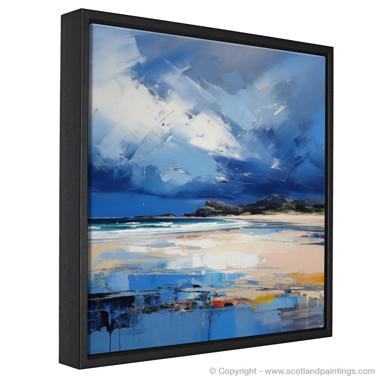 Painting and Art Print of West Sands with a stormy sky entitled "Storm's Embrace over West Sands".