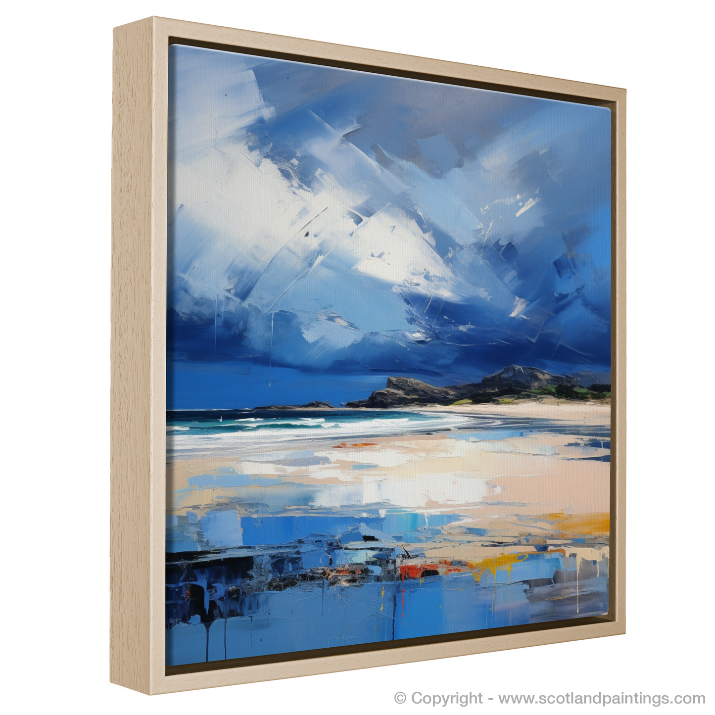 Painting and Art Print of West Sands with a stormy sky entitled "Storm's Embrace over West Sands".