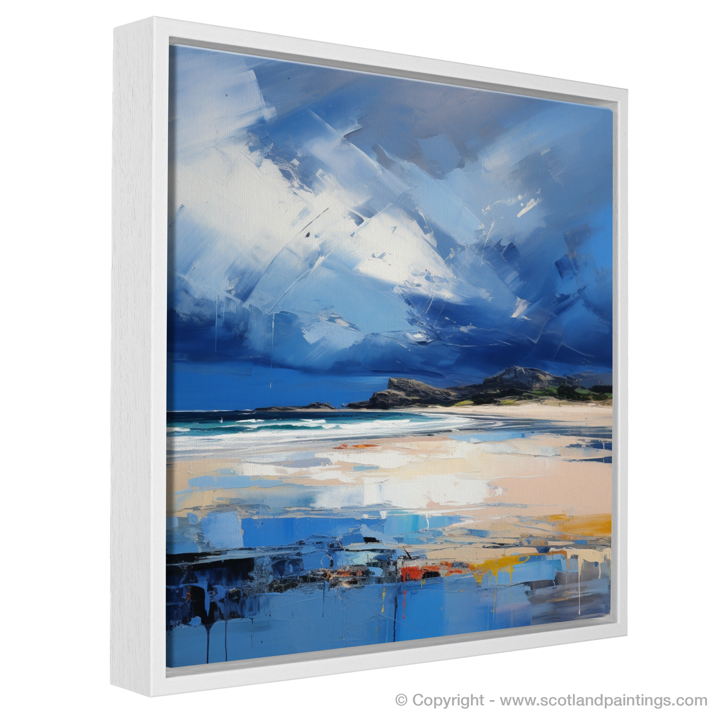 Painting and Art Print of West Sands with a stormy sky entitled "Storm's Embrace over West Sands".