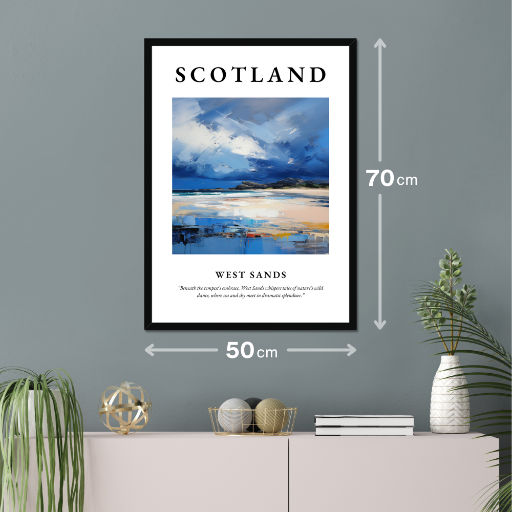 Poster of West Sands hanging on a wall