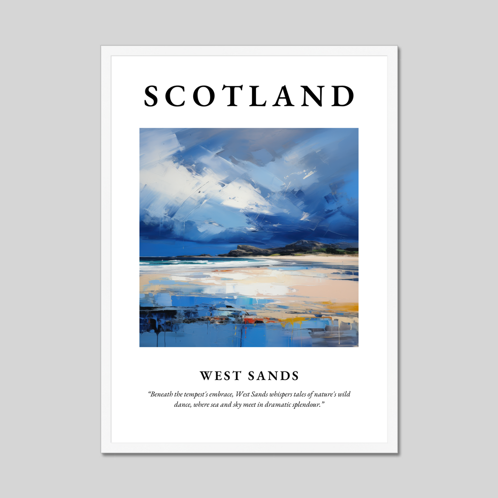 Poster in a white frame with the word Scotland