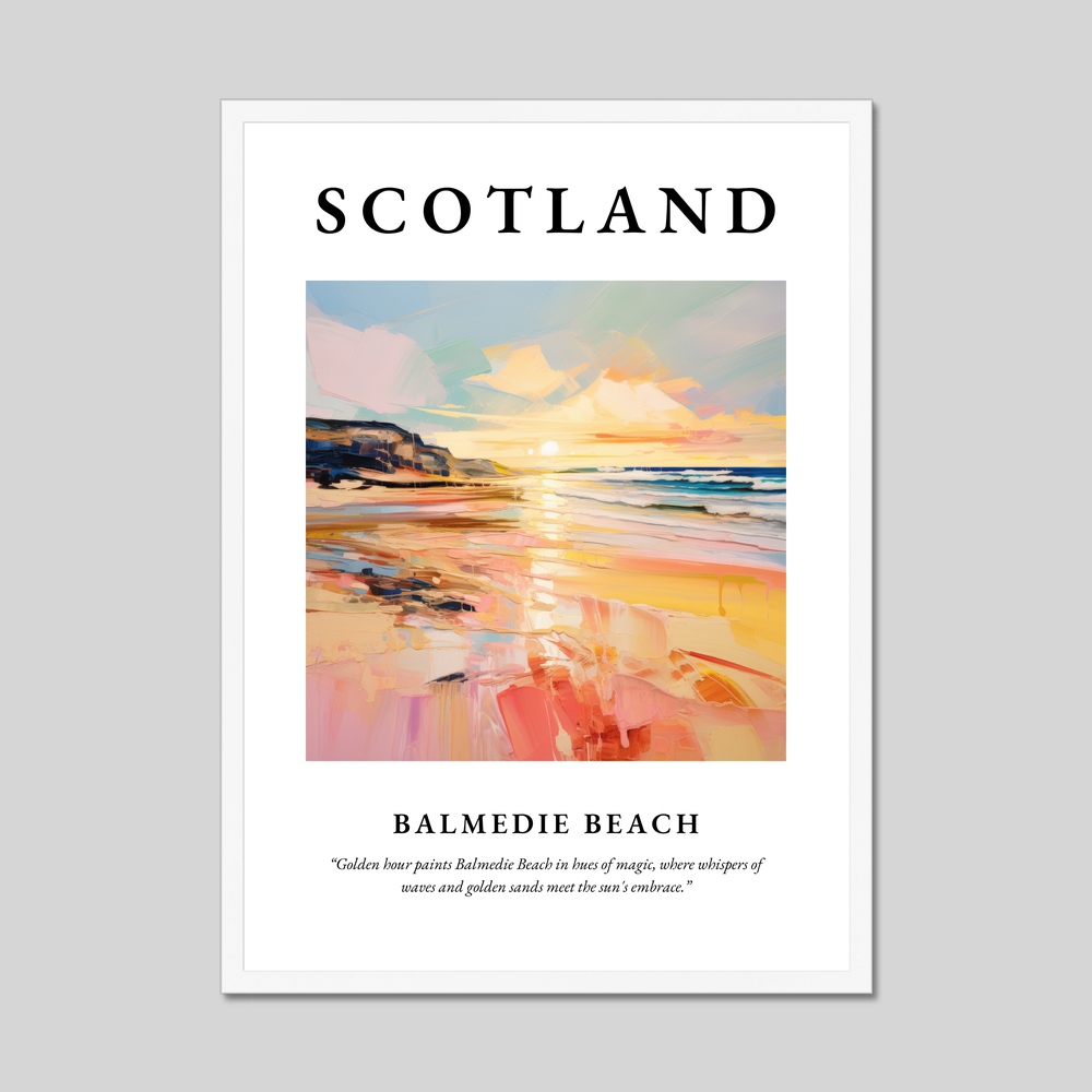 Poster in a white frame with the word Scotland