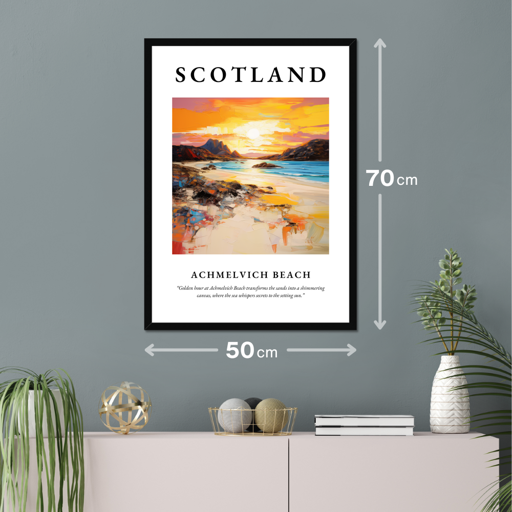 Poster of Achmelvich Beach hanging on a wall