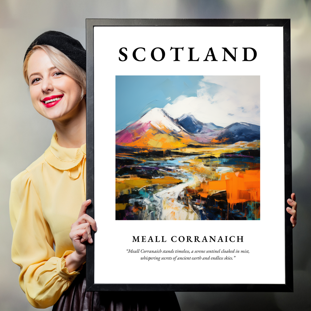 Person holding a poster of Meall Corranaich