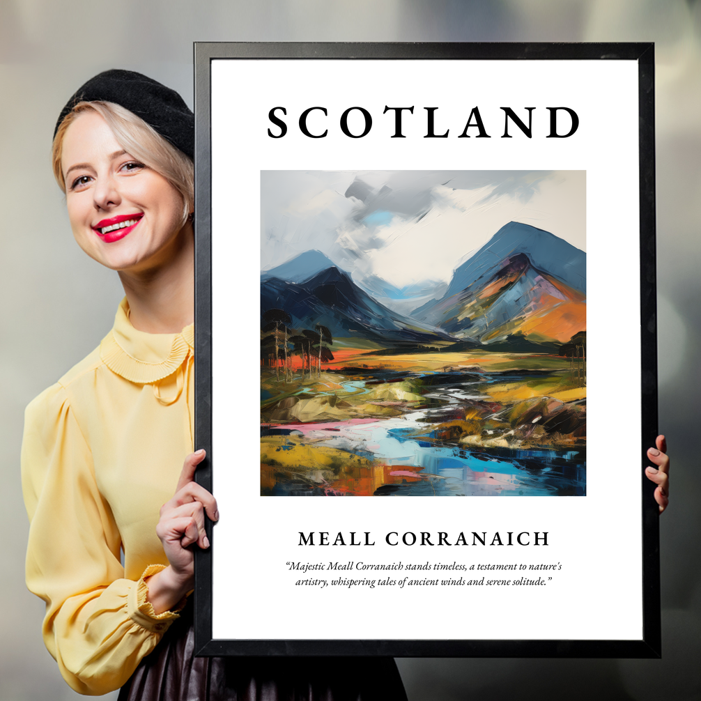 Person holding a poster of Meall Corranaich