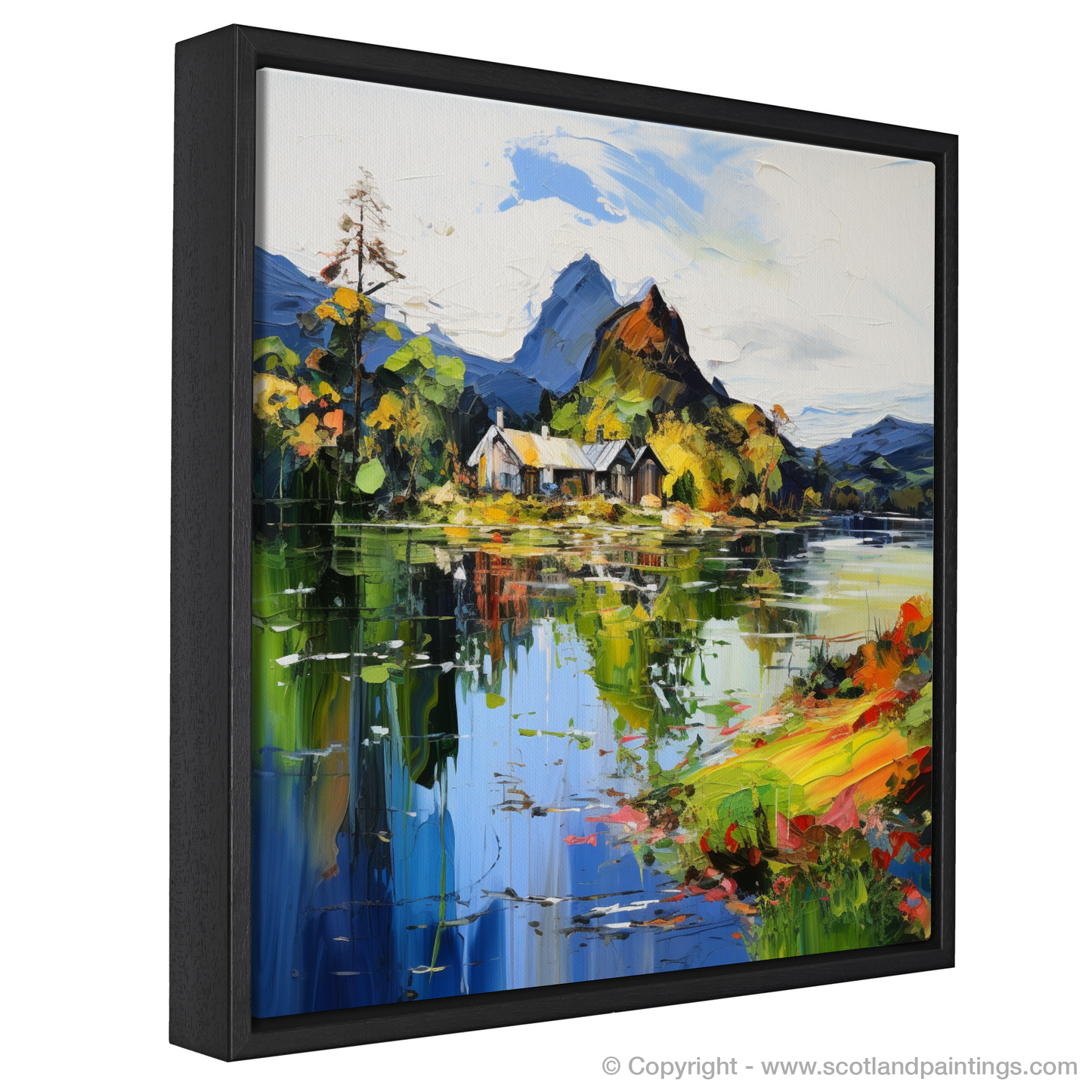 Painting and Art Print of Loch Ard, Stirling entitled "Expressionistic Escape into Loch Ard's Serenity".