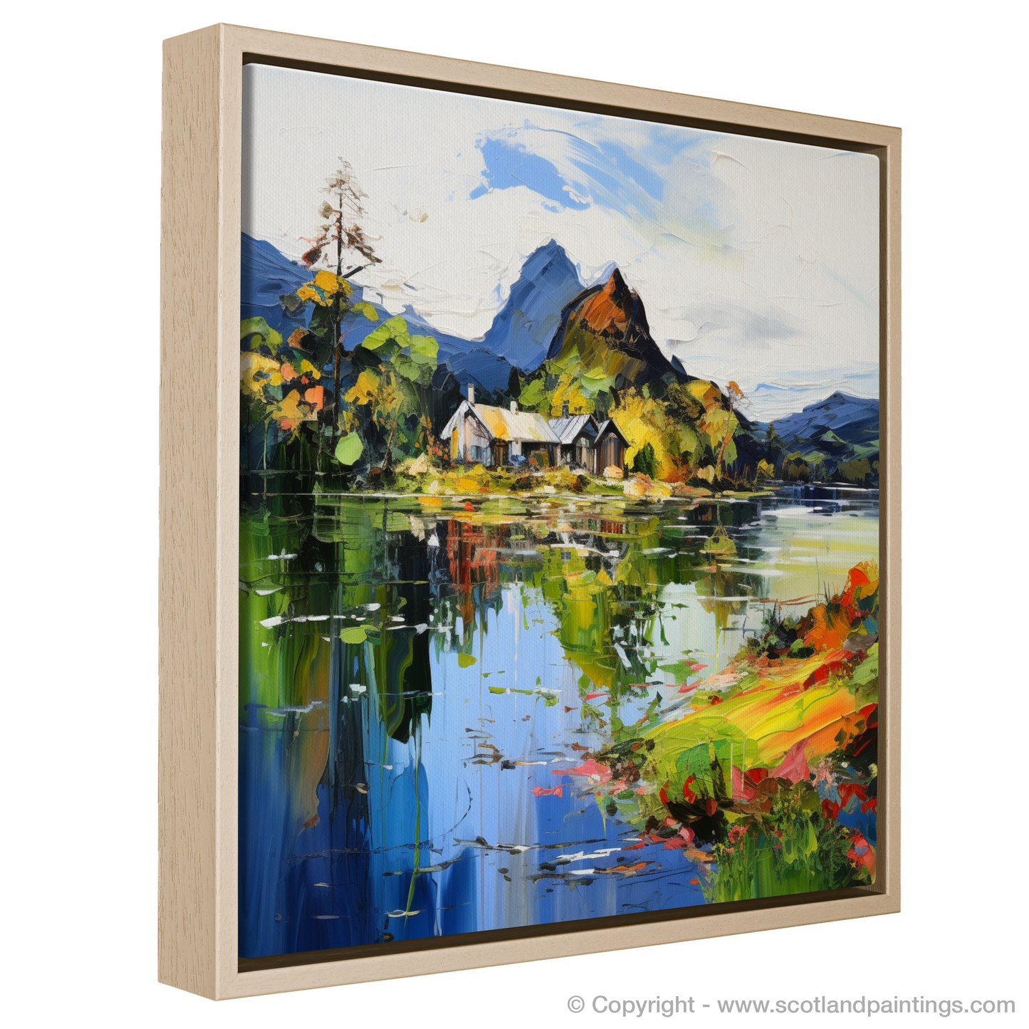 Painting and Art Print of Loch Ard, Stirling entitled "Expressionistic Escape into Loch Ard's Serenity".