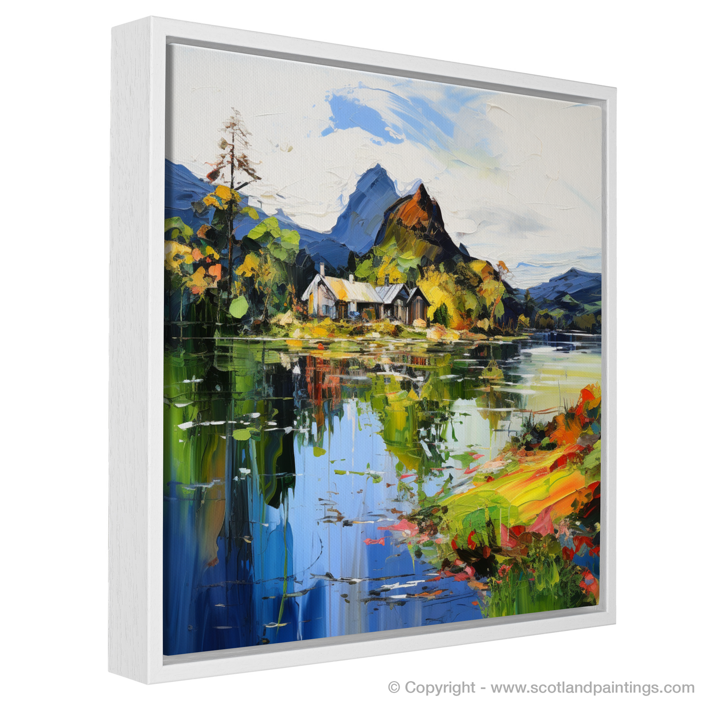 Painting and Art Print of Loch Ard, Stirling entitled "Expressionistic Escape into Loch Ard's Serenity".