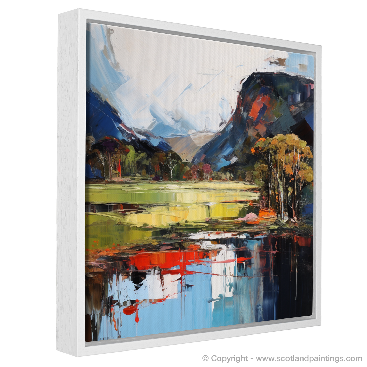 Painting and Art Print of Loch Ard, Stirling entitled "Loch Ard Serenade: An Expressionist Ode to the Scottish Highlands".