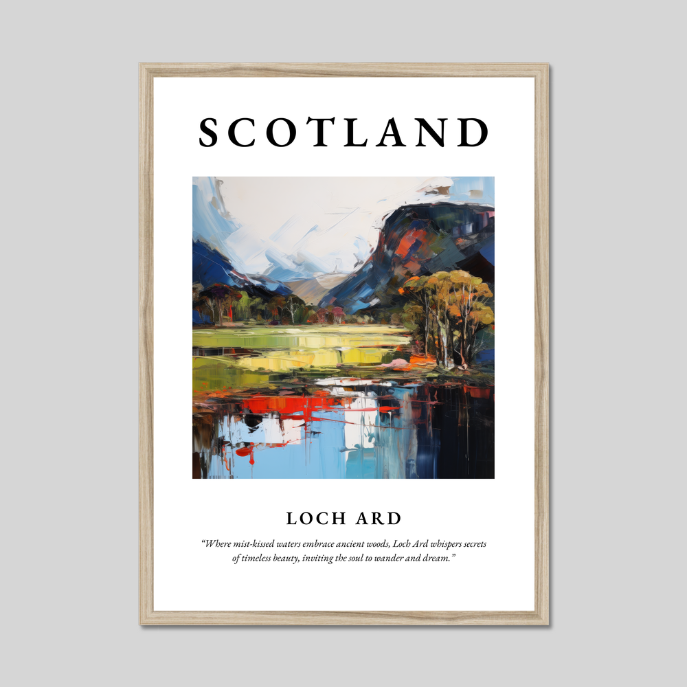 Poster in a natural frame with the word Scotland