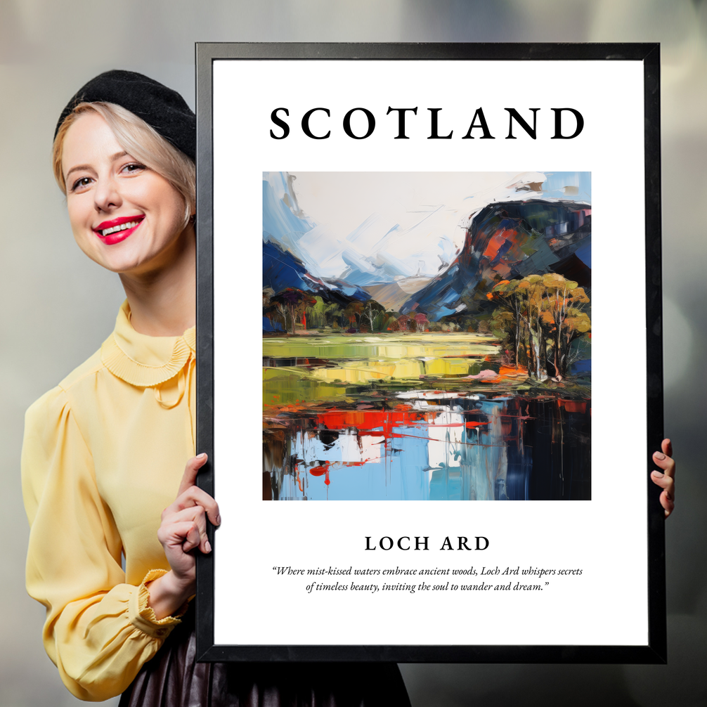 Person holding a poster of Loch Ard