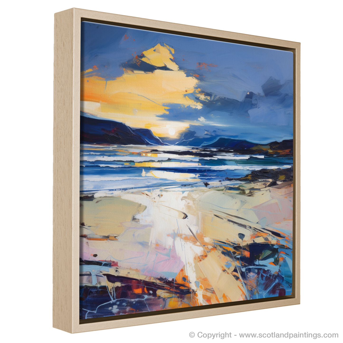 Painting and Art Print of Scarista Beach at dusk. Dusk Embrace at Scarista Beach.