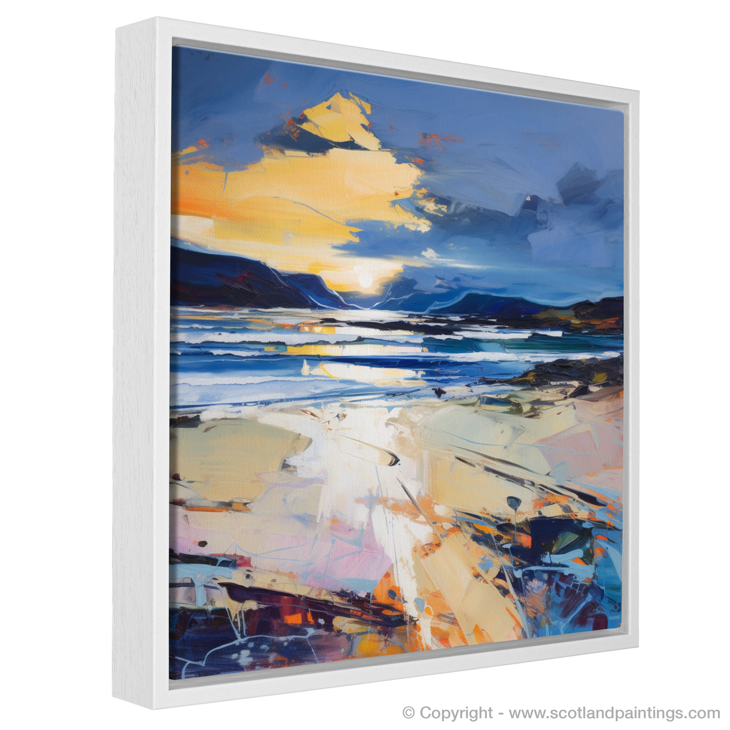 Painting and Art Print of Scarista Beach at dusk. Dusk Embrace at Scarista Beach.