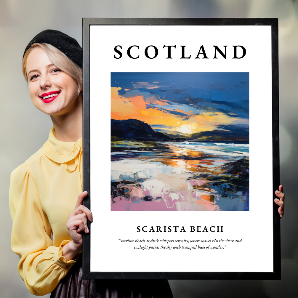 Person holding a poster of Scarista Beach