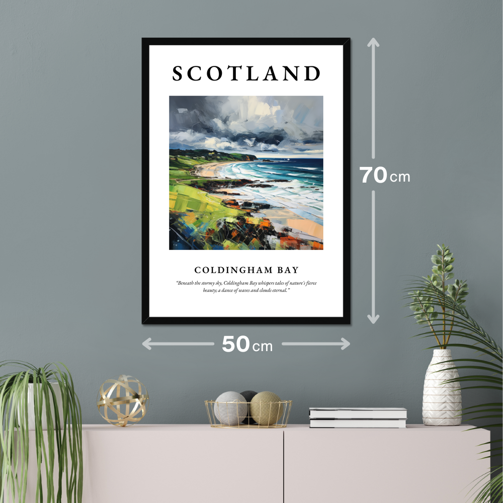 Poster of Coldingham Bay hanging on a wall