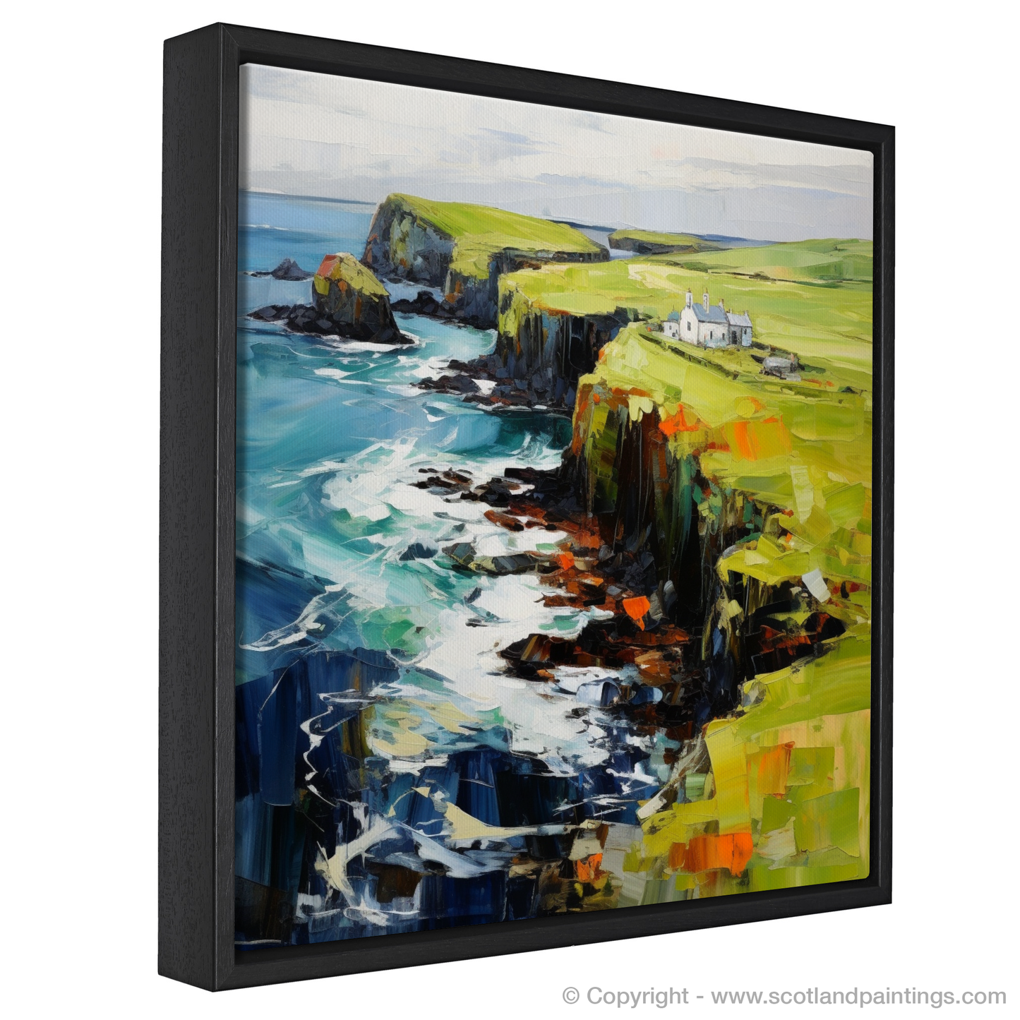 Painting and Art Print of Shetland, North of mainland Scotland entitled "Shetland Serenity: An Expressionist Ode to Scotland's Wild Frontier".