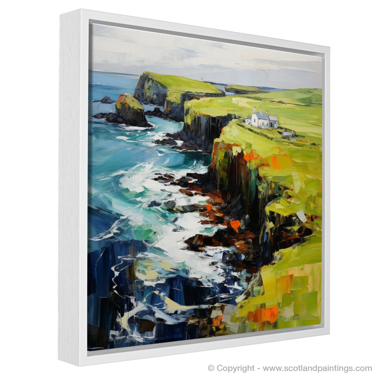 Painting and Art Print of Shetland, North of mainland Scotland entitled "Shetland Serenity: An Expressionist Ode to Scotland's Wild Frontier".