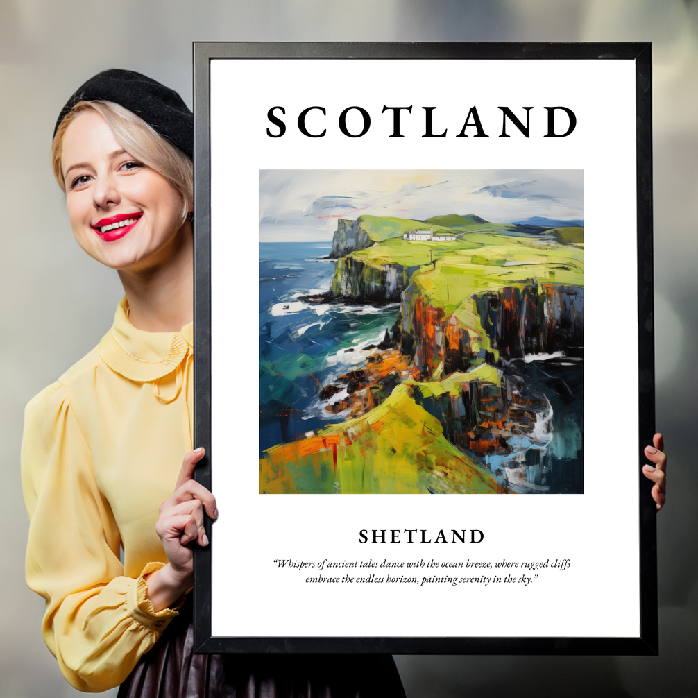 Person holding a poster of Shetland