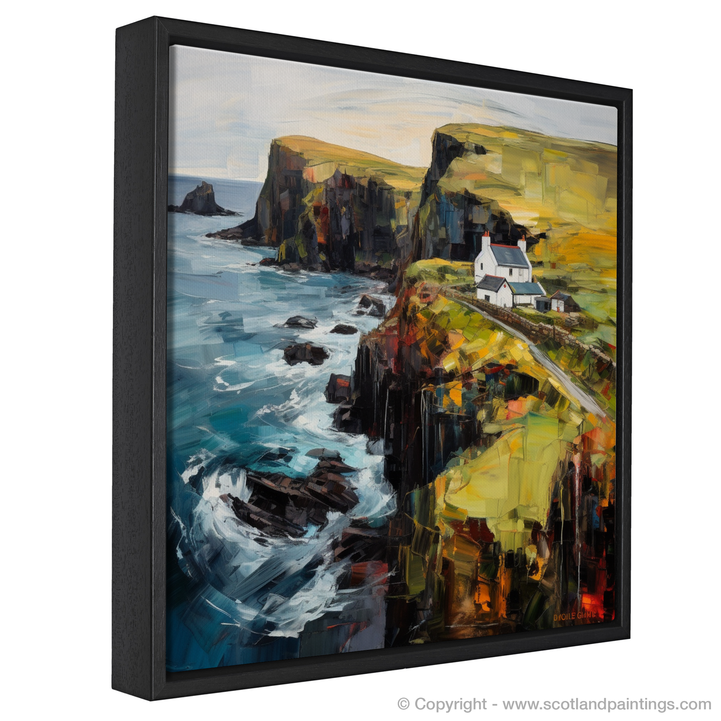 Painting and Art Print of Shetland, North of mainland Scotland entitled "Shetland's Rugged Majesty: An Expressionist Ode to the Scottish Islands".