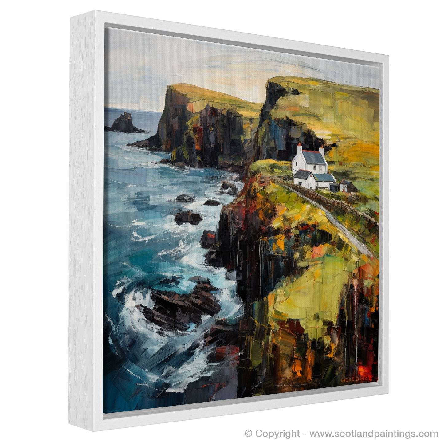 Painting and Art Print of Shetland, North of mainland Scotland entitled "Shetland's Rugged Majesty: An Expressionist Ode to the Scottish Islands".