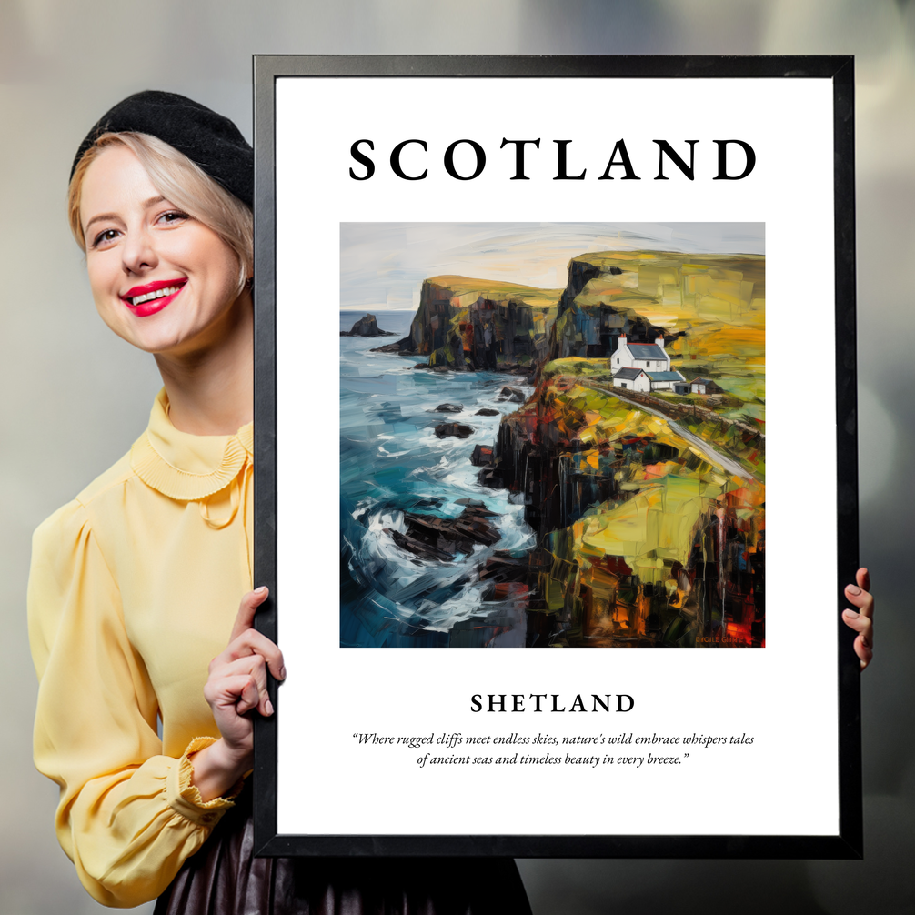 Person holding a poster of Shetland