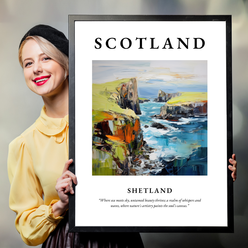 Person holding a poster of Shetland