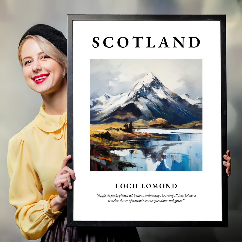 Person holding a poster of Loch Lomond