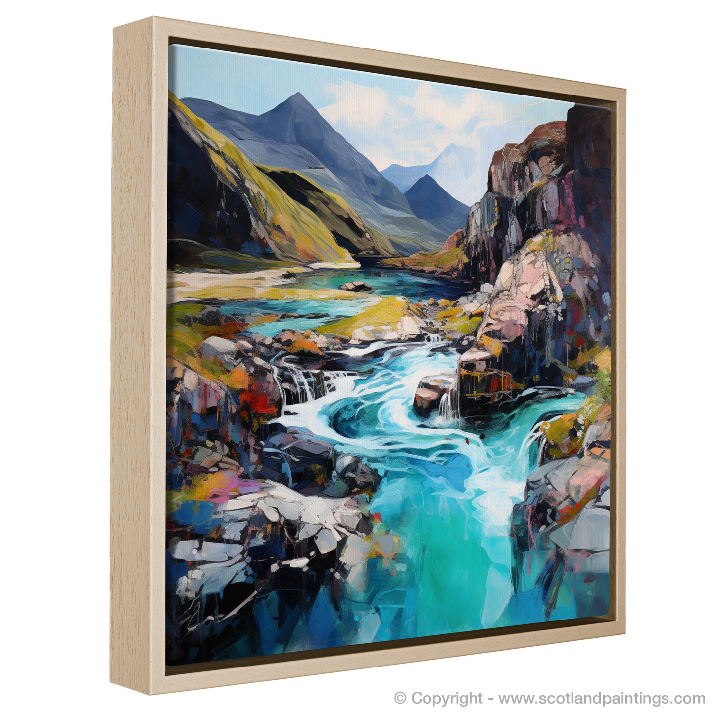 Painting and Art Print of The Fairy Pools, Isle of Skye entitled "Enchanted Cascades of the Fairy Pools".