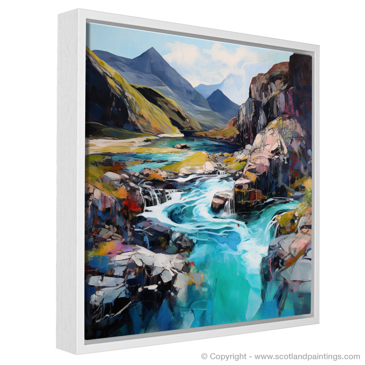 Painting and Art Print of The Fairy Pools, Isle of Skye entitled "Enchanted Cascades of the Fairy Pools".