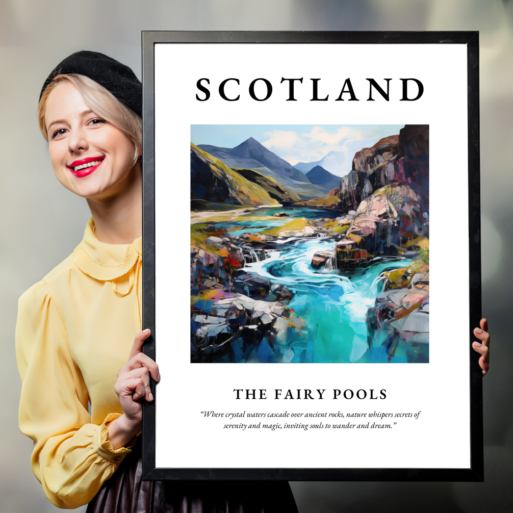 Person holding a poster of The Fairy Pools