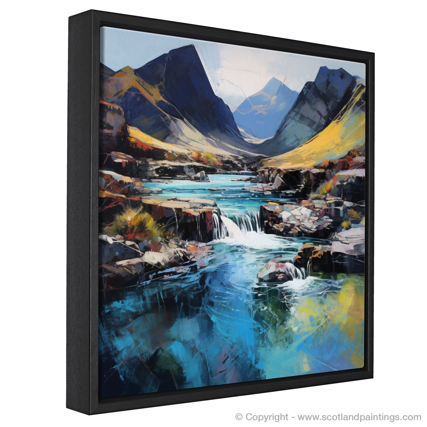 Painting and Art Print of The Fairy Pools, Isle of Skye entitled "Enchanted Waters of the Fairy Pools - An Expressionist Journey through the Isle of Skye".