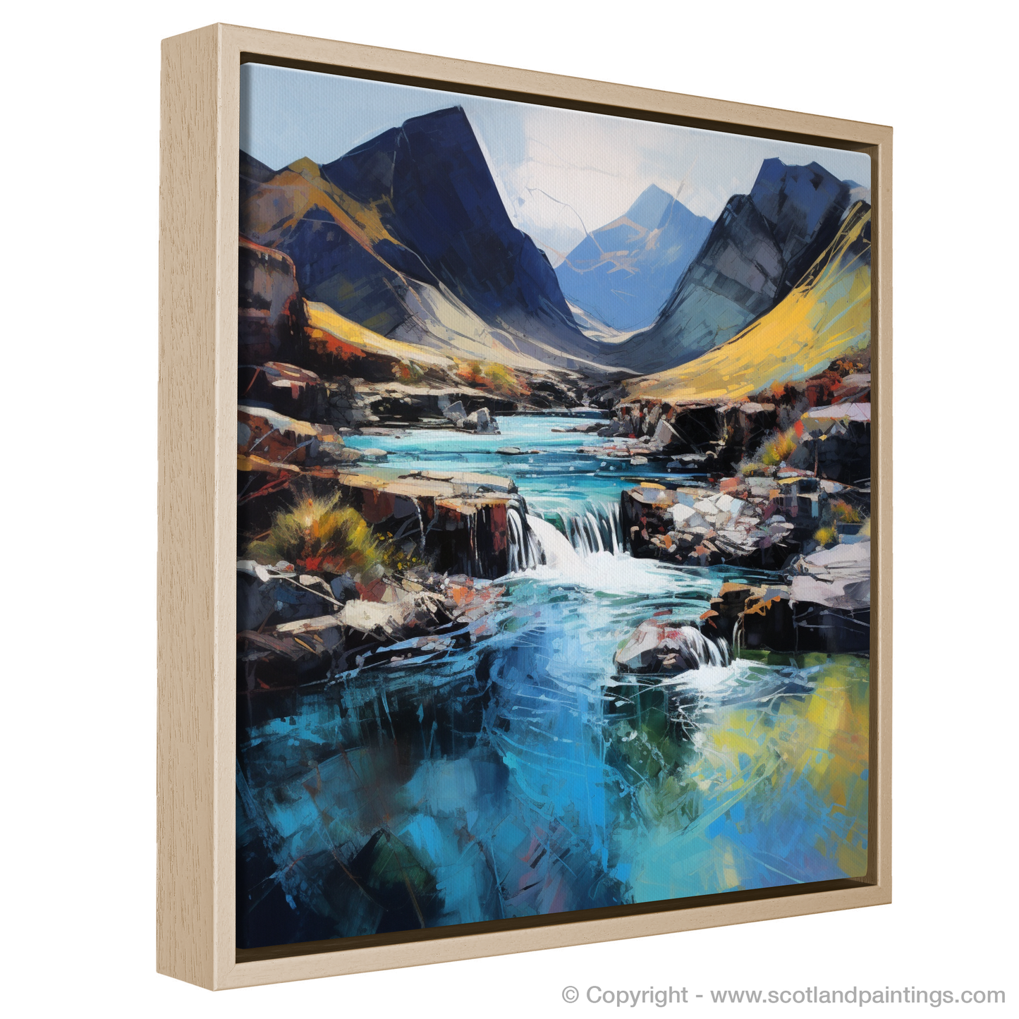 Painting and Art Print of The Fairy Pools, Isle of Skye entitled "Enchanted Waters of the Fairy Pools - An Expressionist Journey through the Isle of Skye".