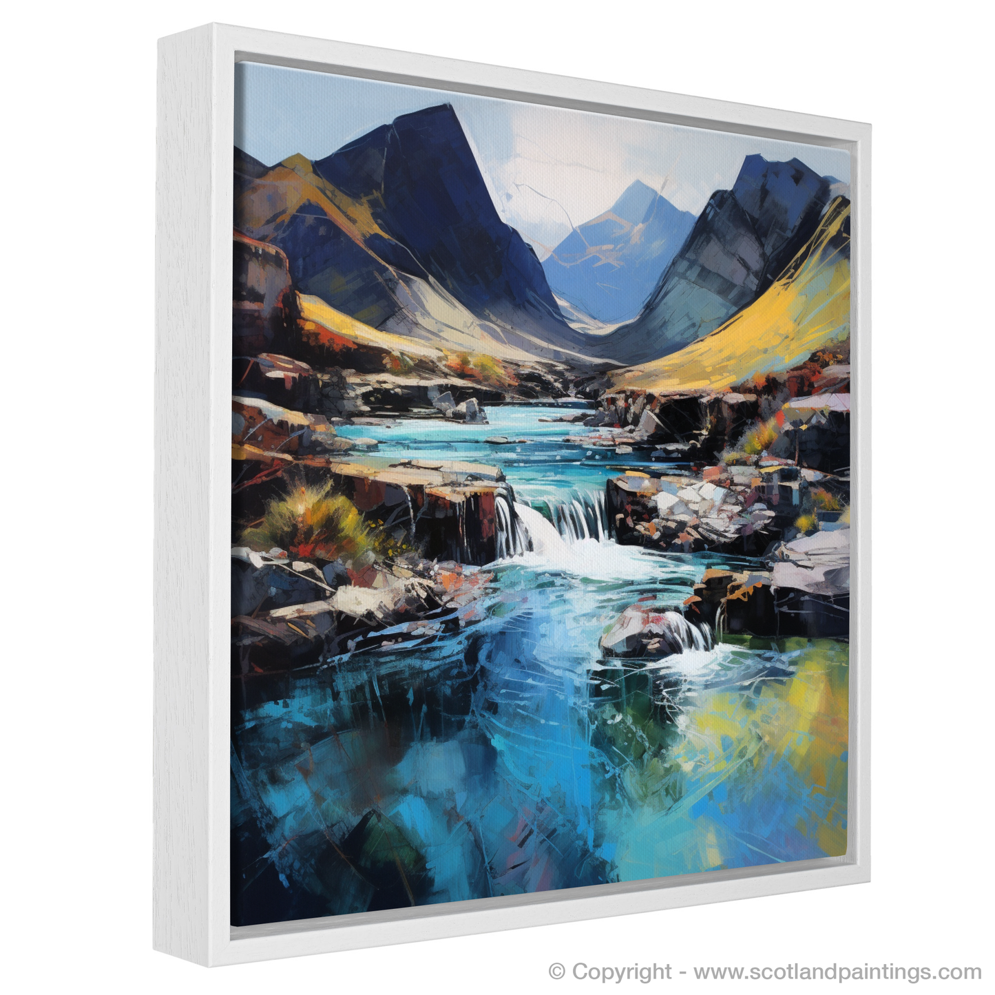 Painting and Art Print of The Fairy Pools, Isle of Skye entitled "Enchanted Waters of the Fairy Pools - An Expressionist Journey through the Isle of Skye".