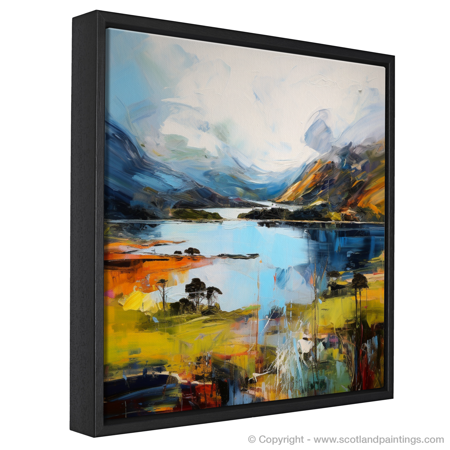 Painting and Art Print of Loch Glencoul, Sutherland entitled "Fiery Embrace of Loch Glencoul".