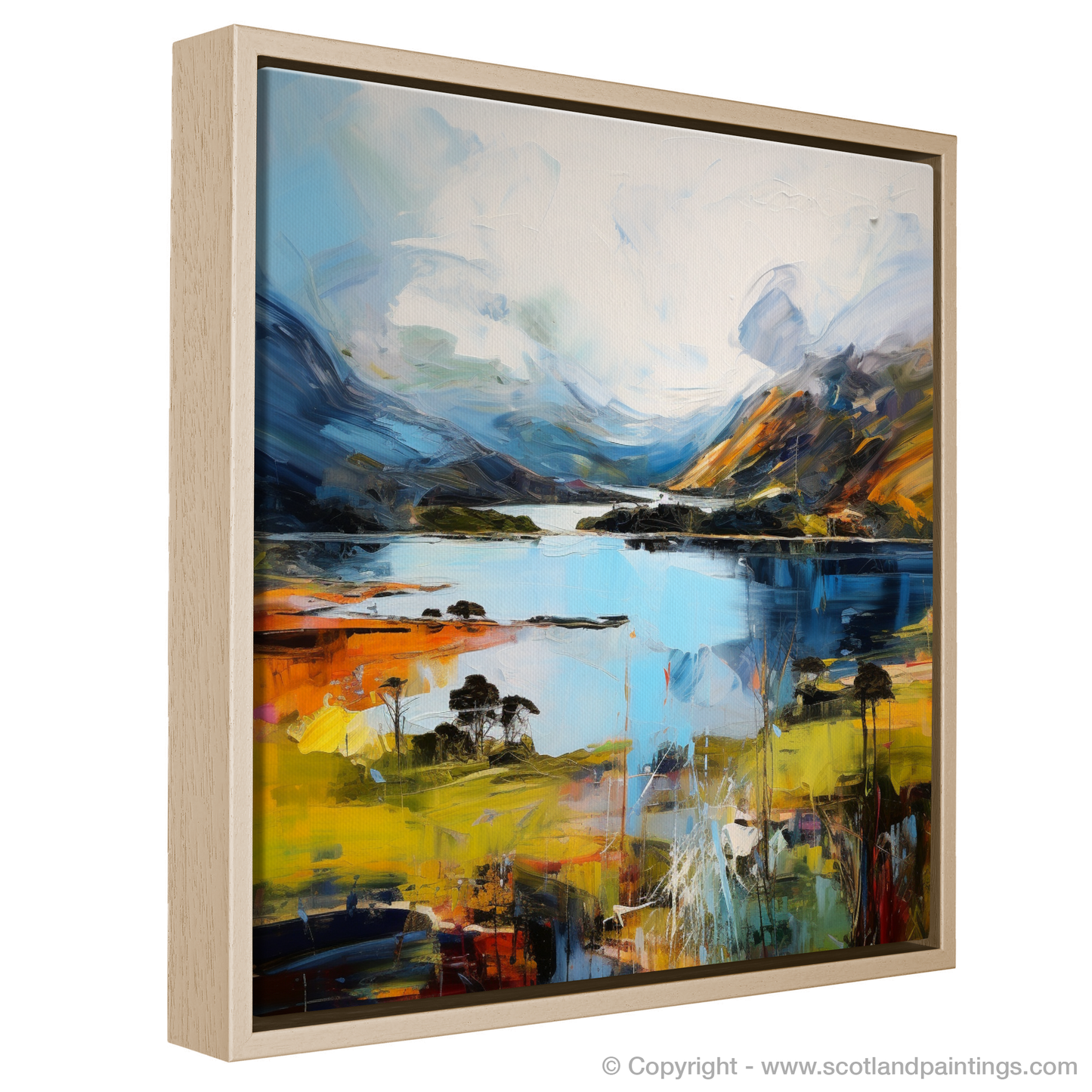 Painting and Art Print of Loch Glencoul, Sutherland entitled "Fiery Embrace of Loch Glencoul".