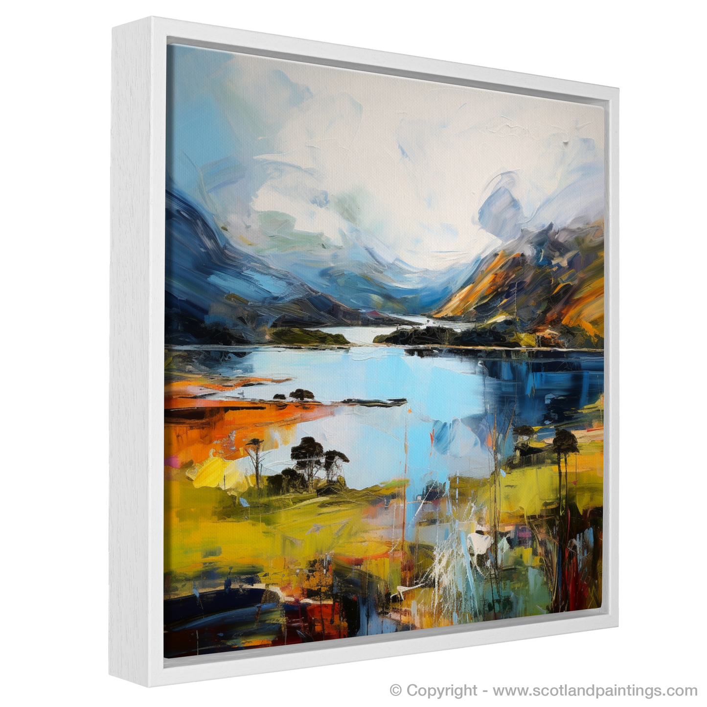 Painting and Art Print of Loch Glencoul, Sutherland entitled "Fiery Embrace of Loch Glencoul".