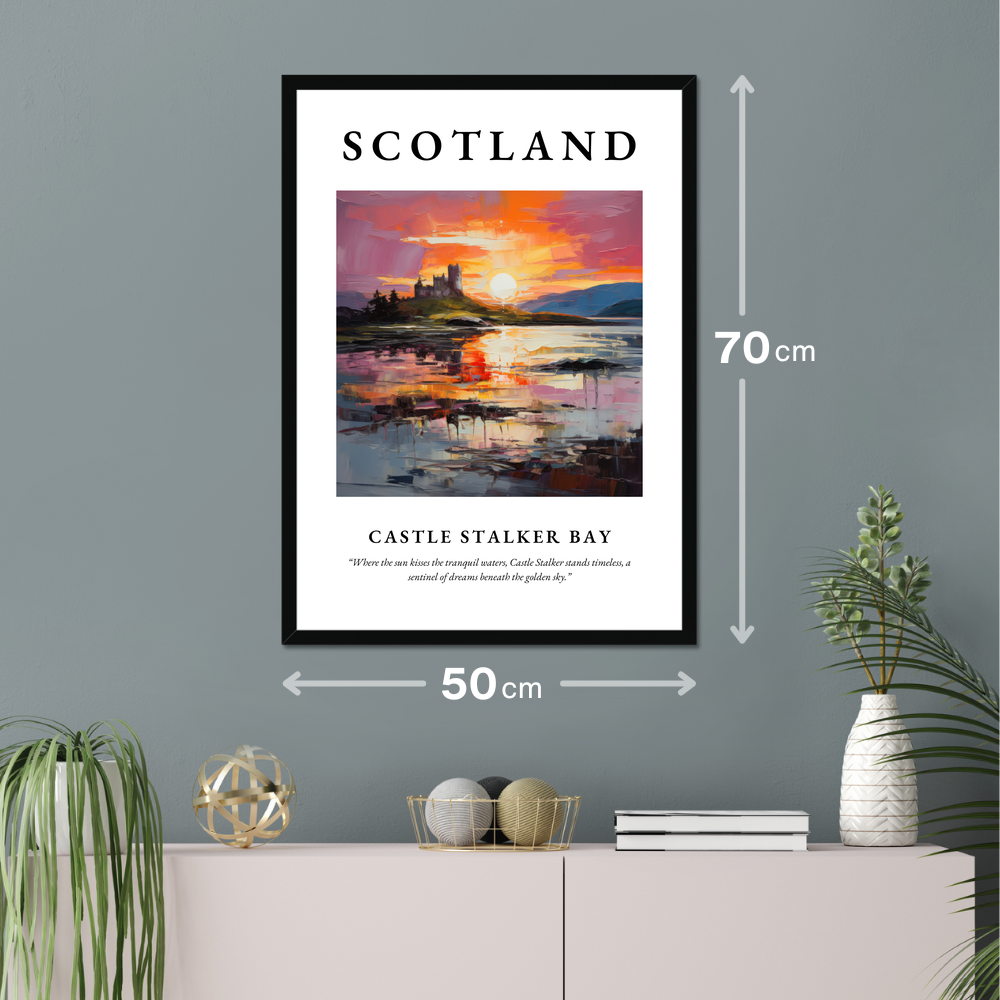 Poster of Castle Stalker Bay hanging on a wall