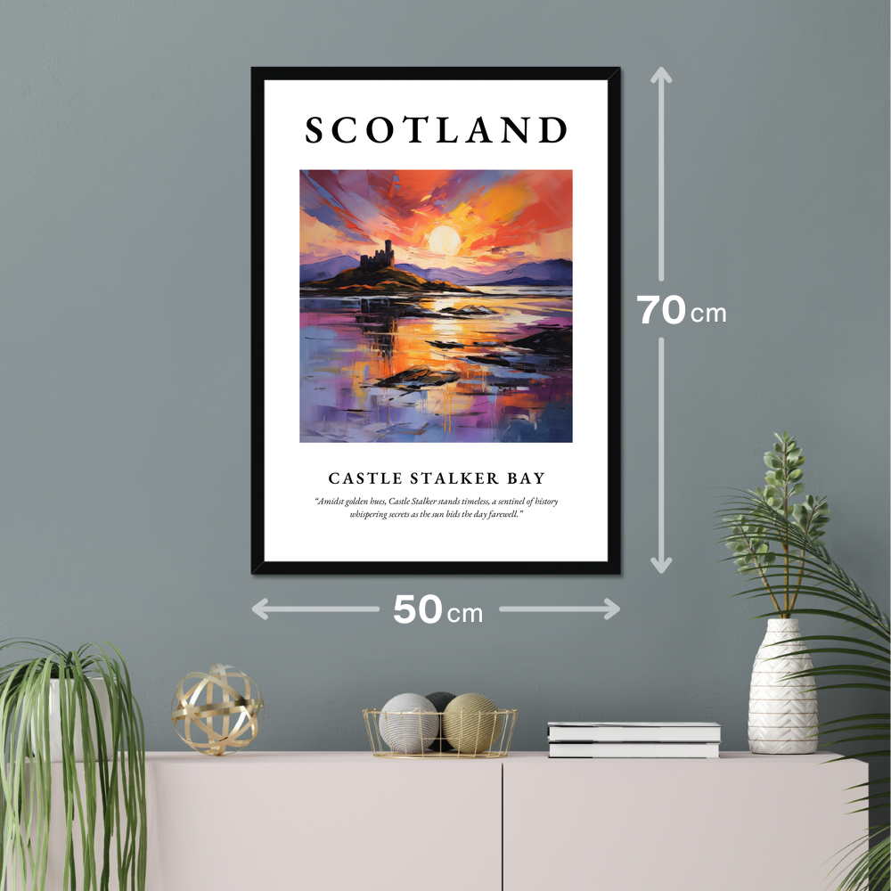 Poster of Castle Stalker Bay hanging on a wall